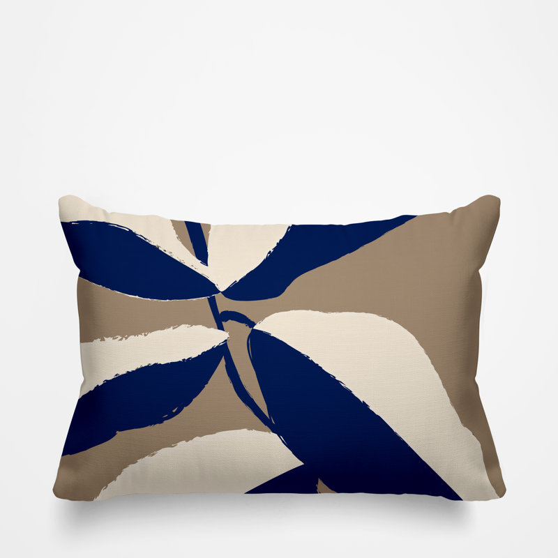 Coussin décoratif intérieur / extérieur en polyester filé Vani, Beige, H 14 po x l 20 po