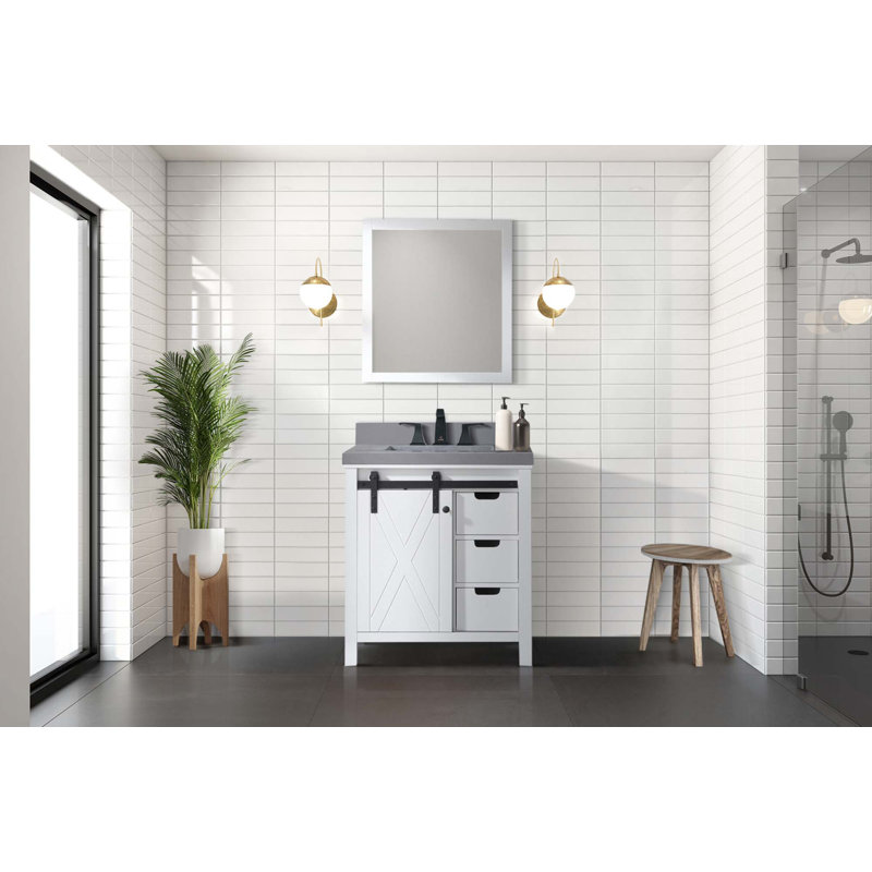 Ensemble de meuble-lavabo avec robinet et robinet de 28 po Miroir, Blanc