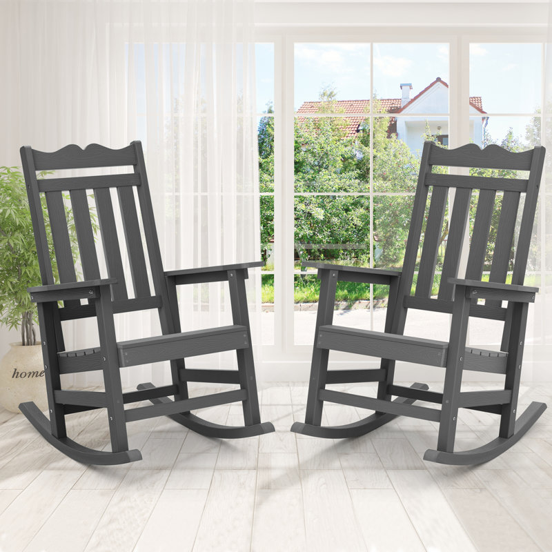 Chaise Adirondack à bascule d'extérieur, Gris anthracite