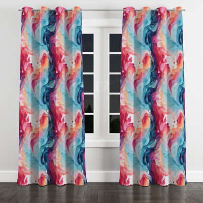 Rose et bleu Reverie Marble I - rideau occultant à œillets en marbre abstrait - 1 panneau
