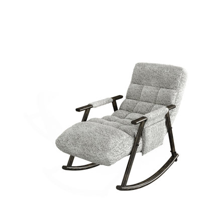 Casual Folding Rocking Chair Upholstered, Lounge Rocking Chair Adjustable High Back And Foot Rest