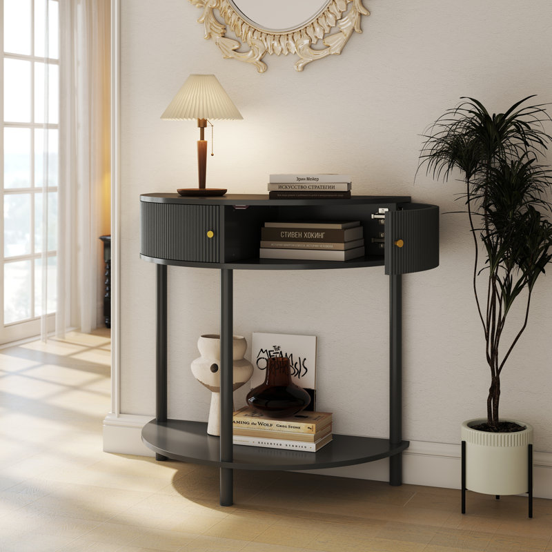 Console demi-lune Artisan, Gris foncé