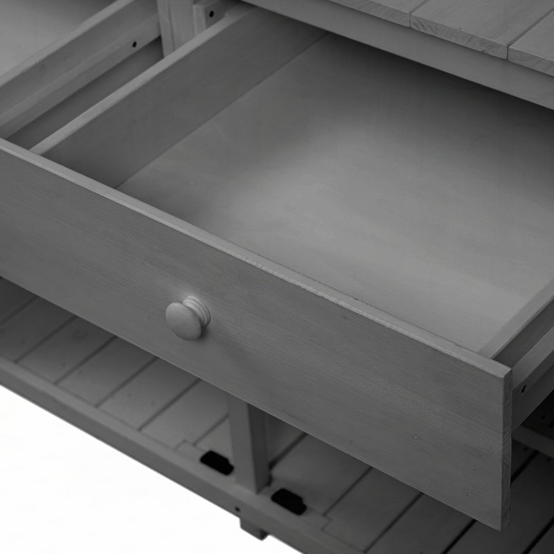 Garden Potting Bench Table, Fir Wood Workstation with Storage Shelf, Drawer and Cabinet
