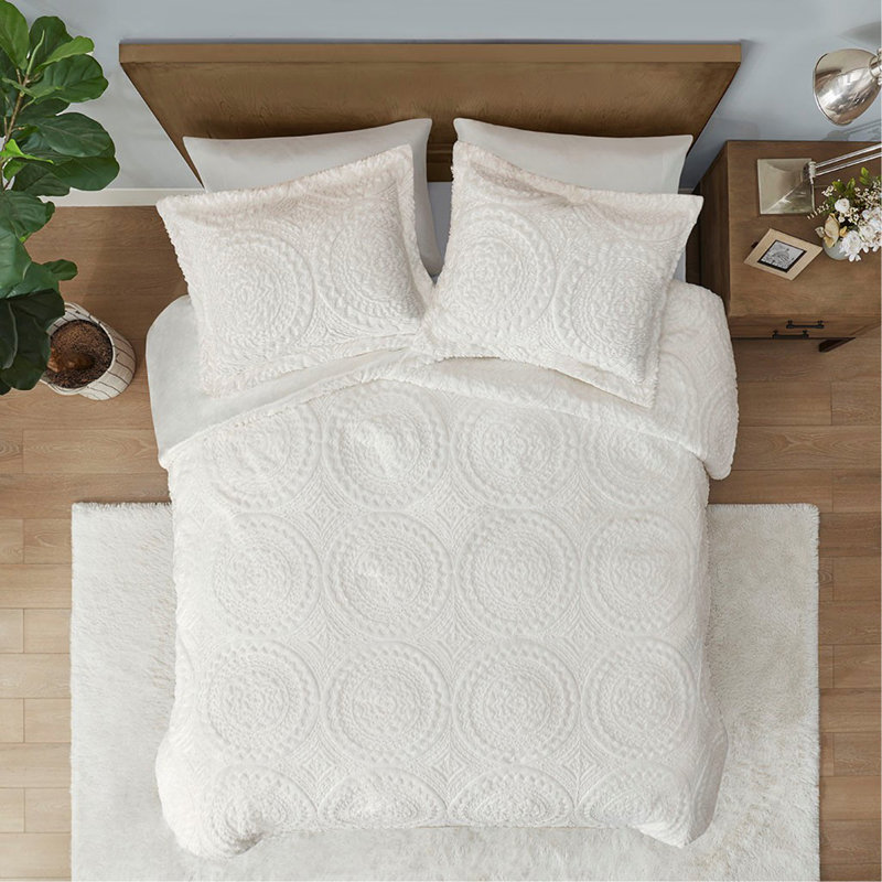 Mini ensemble d'édredon en fausse fourrure, Édredon simple + 6 taies décoratives