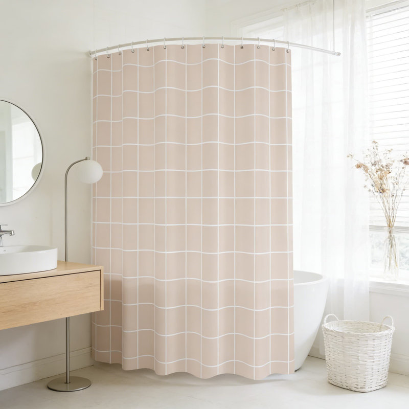 Ensemble de rideau de douche Modern Grid, Plaid beige