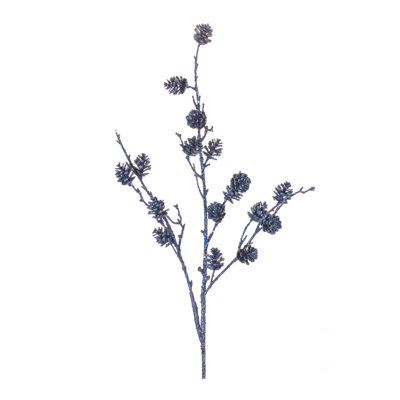 Melrose International Pine Cone Twig Stems In Blue,silver