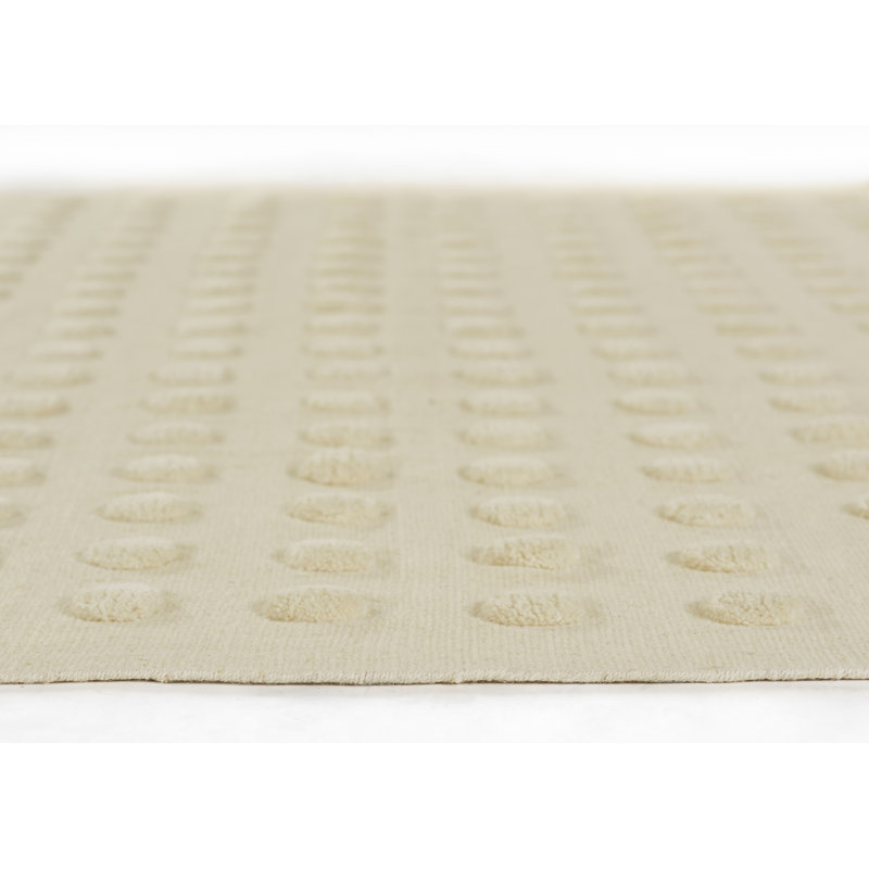 Tapis beige uni en laine tissé à plat à la main Virginie, Rectangle 8 pi x 10 pi
