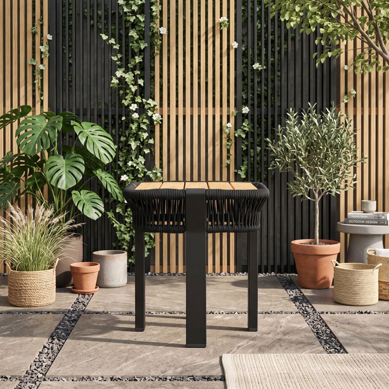 Table d'appoint carrée d'extérieur, Teck noir