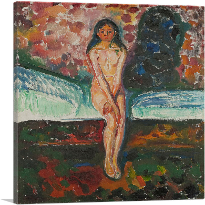 "La puberté 1916" par Edvard Munch, reproduction d'art sur toile tendue, H 18 po x l 18 po x 1,5 po