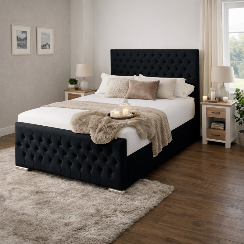 Kensington Upholstered Bed Frame, Black, Single (3')