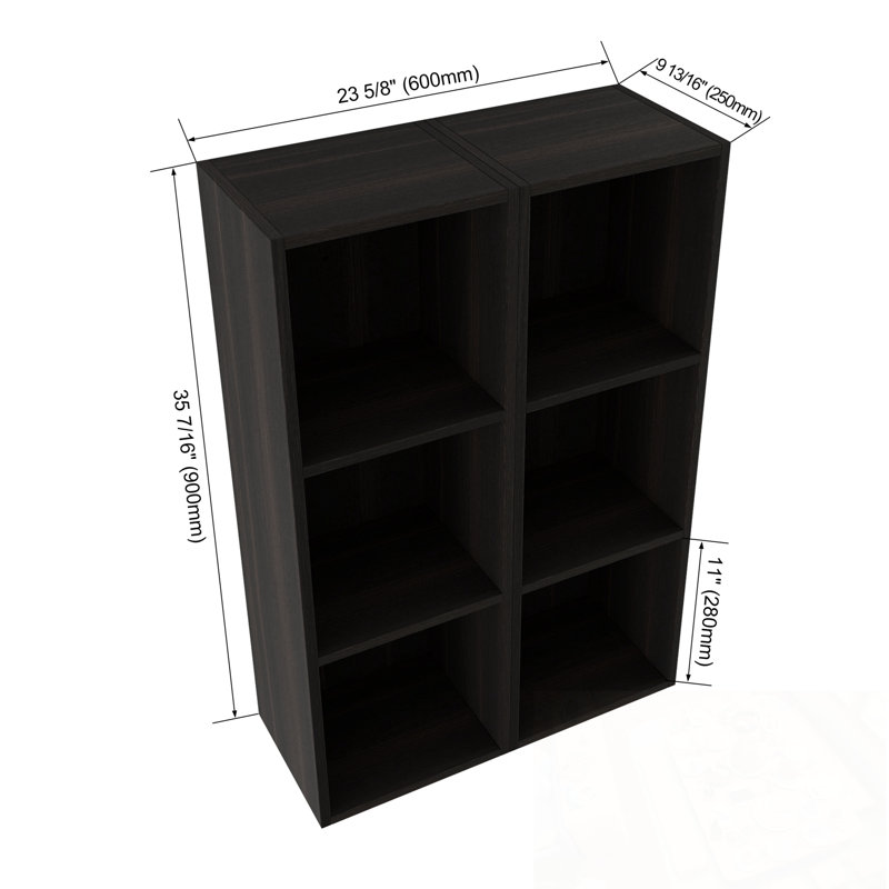 Armoire de rangement murale avec tablettes ouvertes, Chêne foncé