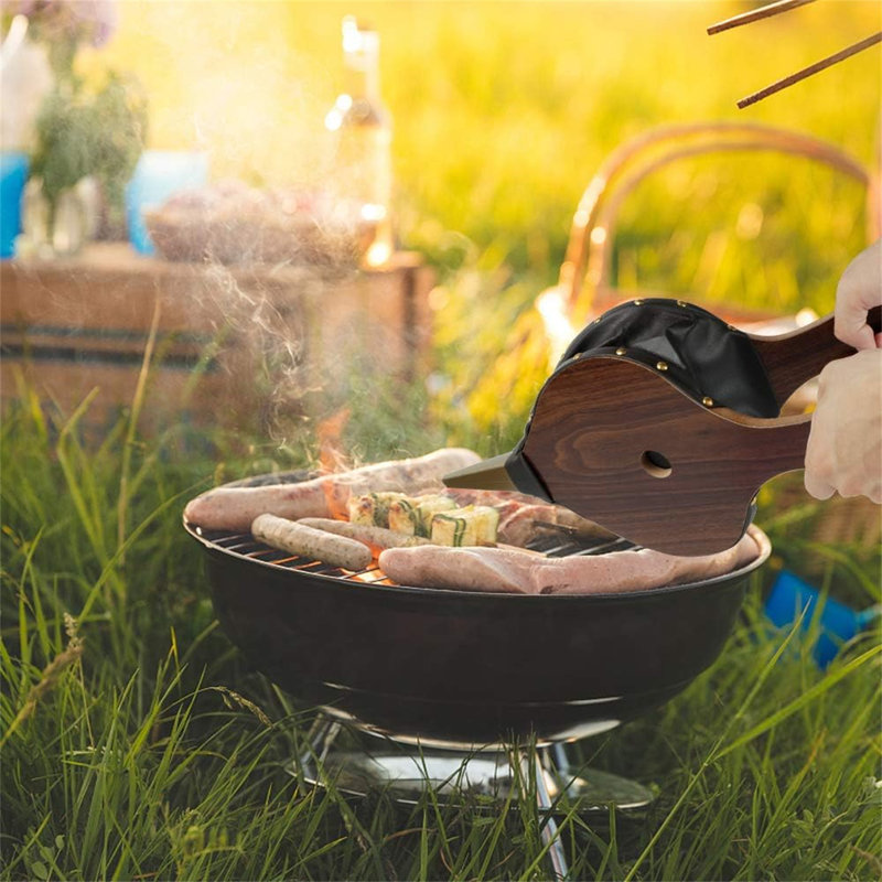 Soufflet de 17 po x 7,5 po pour grand foyer - souffleur d'air portatif en bois massif avec buse coulée pour camping, barbecue, cheminée et foyer extérieur