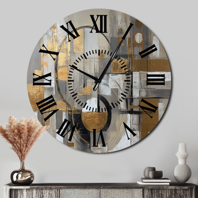 Horloge murale moderne or et grise Simplicity I - Modern Mid-Century