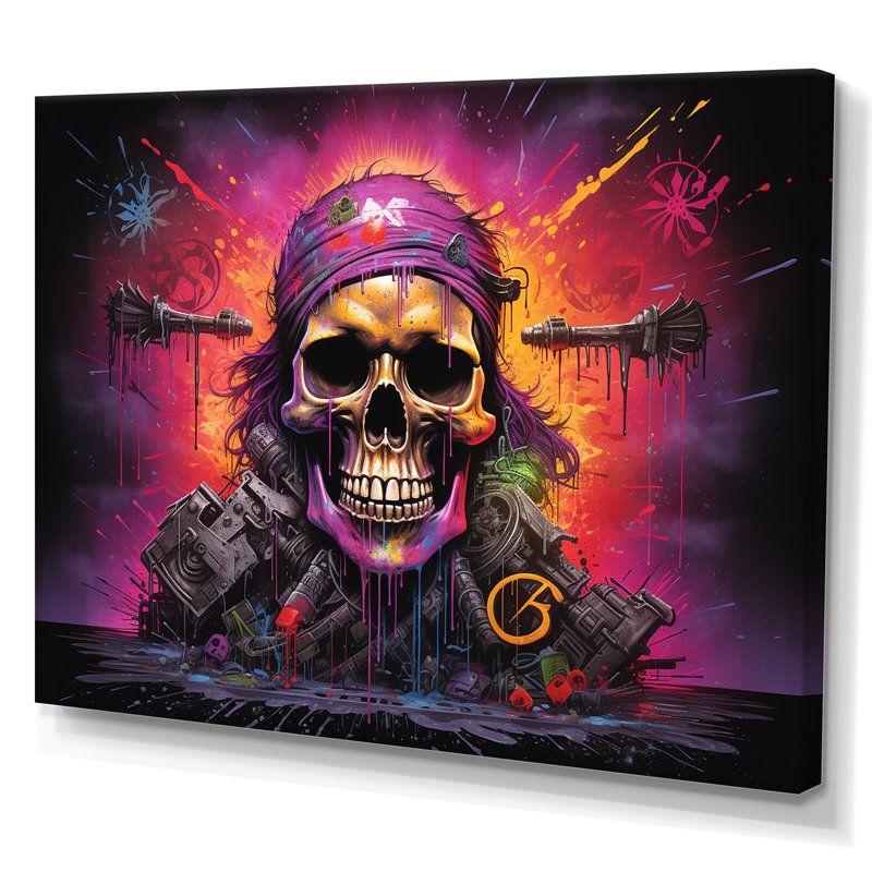 Drapeau pirate squelette - art mural pirate, Toile tendue, H 30 po x l 40 po x P 1,5 po