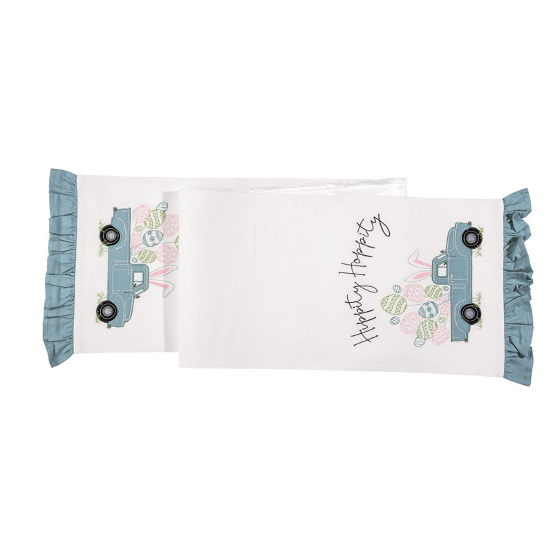 Hippity Hoppity Easter Truck Embroidered Table Runner