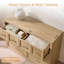 6 Drawers Dresser Cabinet,  Natural, 47 inch Width Wood Chest of Drawers ,Dresser Organizer-1707907343