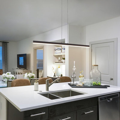  Berthelot Minensen 1 - Light Kitchen Island Linear LED Pendant Light Black streamlined chandelier