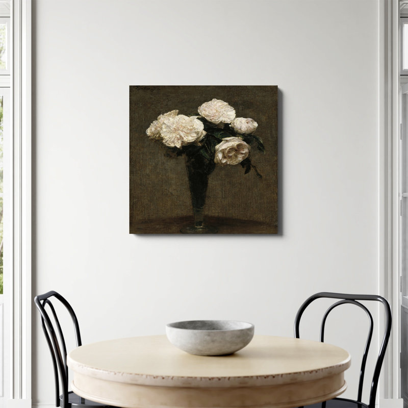 «Roses In A Vase Print» par Henri Fantin Latour, Toile tendue, Non, H 30 po x l 30 po