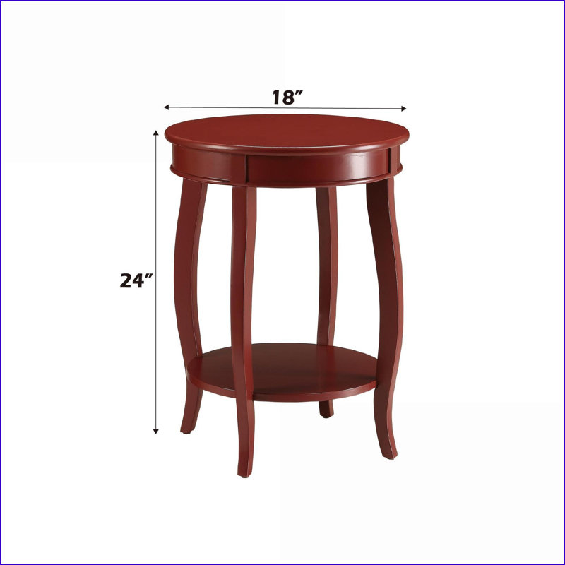 Alberta Red Coffee Table with Wooden Cabriole Legs, Space-Saving Shelf &amp; Easy Assembly, Red