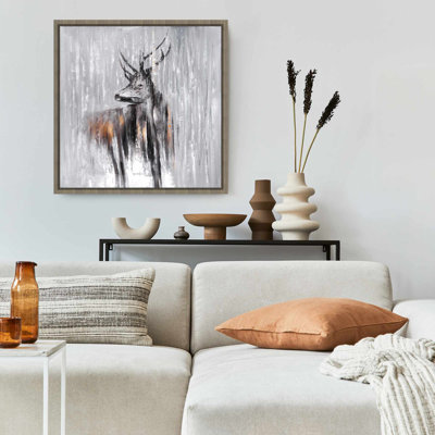 Deer in the Forest Framed Canvas | Animal Living Room Decor