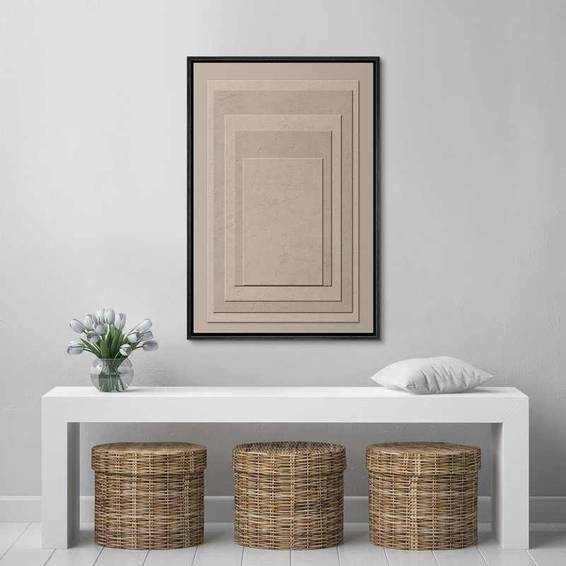 Paysage minimaliste minimaliste beige et crème abstrait géométrique sur, Noir, H 36 po x l 24 po