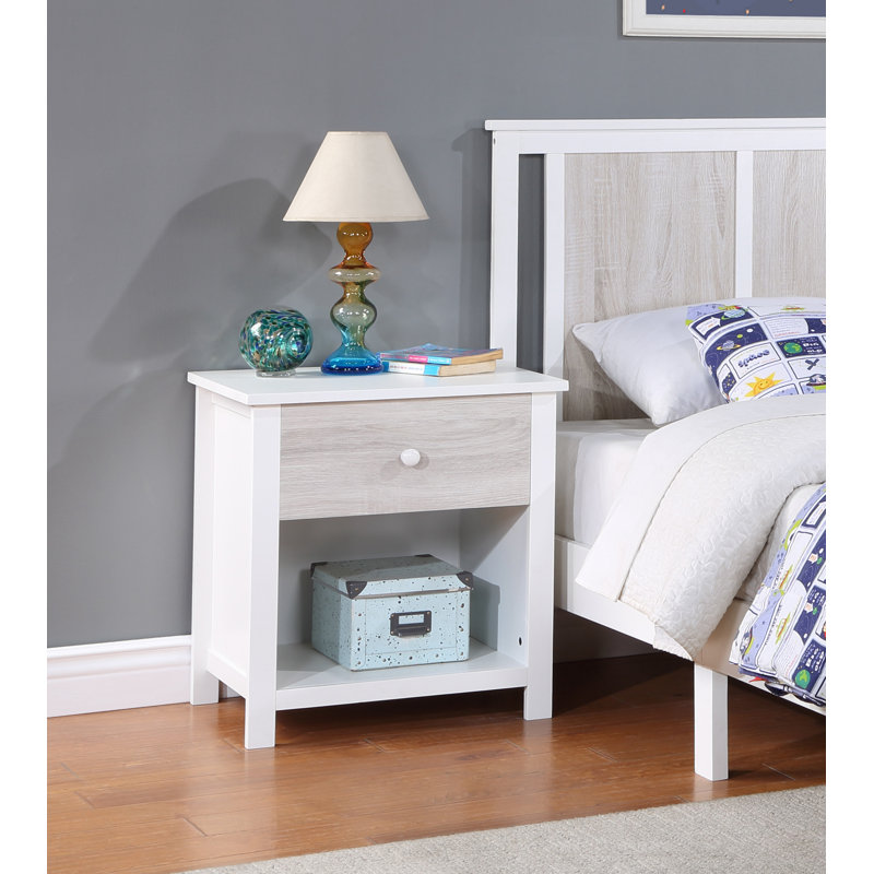Connelly Toddler Bed and Nightstand Bundle, Black, White
