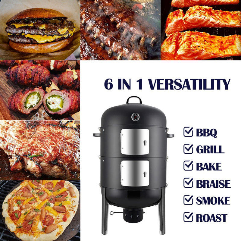 Barbecue vertical au charbon Laravist 20 po - Fumoir extérieur portatif pour barbecue