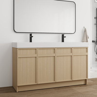 Meuble-lavabo double 60 po avec plateau en résine