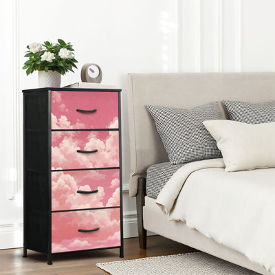 4 Drawer Dresser for Bedroom, Narrow Chest of Drawers, Wooden Top and Study Iron Frame 18"x37.5"-(WxH)