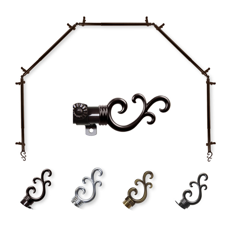 Ensemble de tringle à rideaux simple et quincaillerie pour fenêtre à 5 côtés Verlyn, Cacao, 18 à 28 po (de chaque côté)