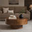Round Burl Wood Veneer Coffee Table with Sturdy Pedestal-261113092