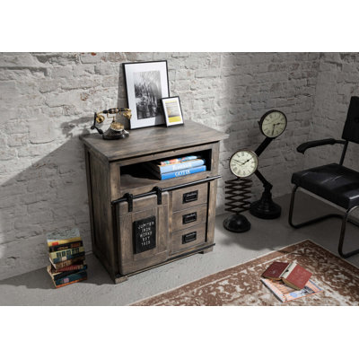 Railway Solid Wood 80cm W 3 - Drawer Chest of Drawers