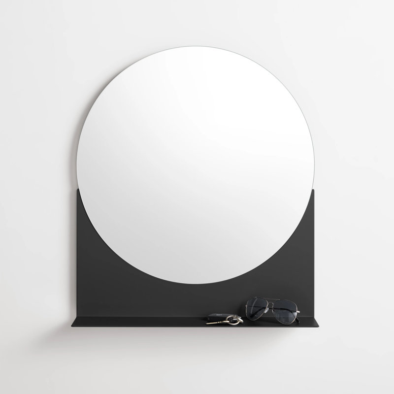 Glance Metal Wall Mirror with Shelves, Oblivion