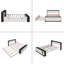 Lit plateforme double avec lit gigogne, tête et pied de lit avec rangement, conception de chargement USB-94511811