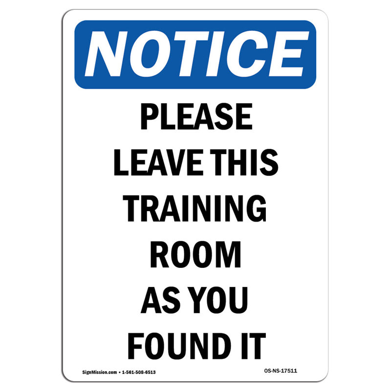 Please Leave This Training Room Sign