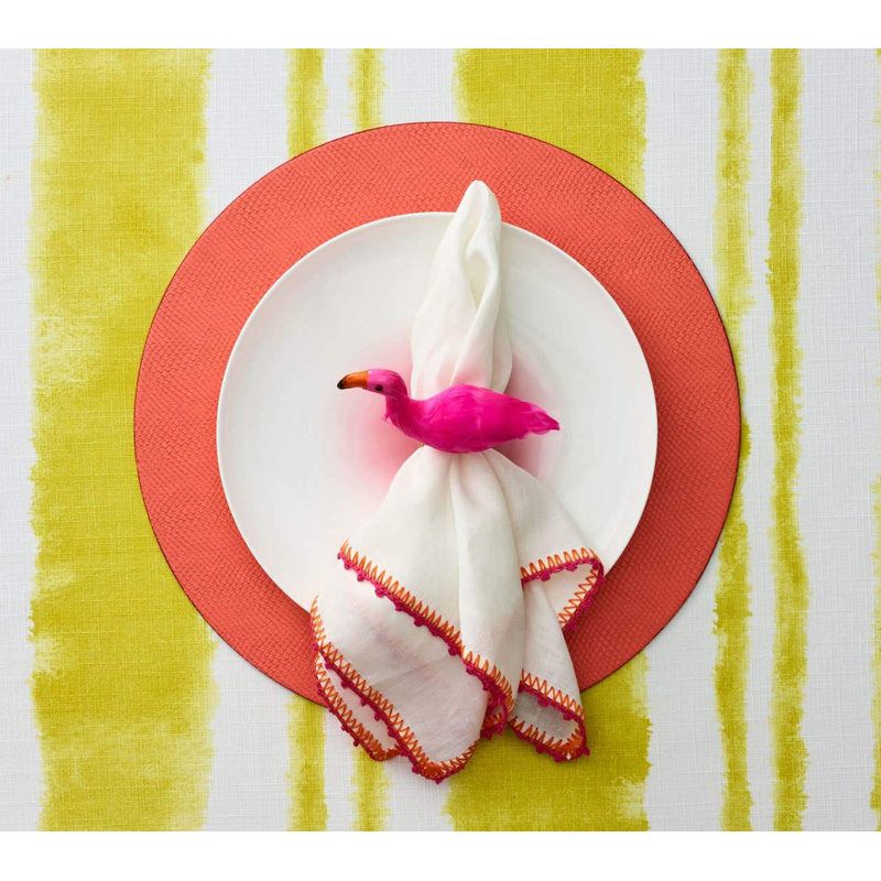 Knot Edge Linen Napkin, White/Natural/Orange