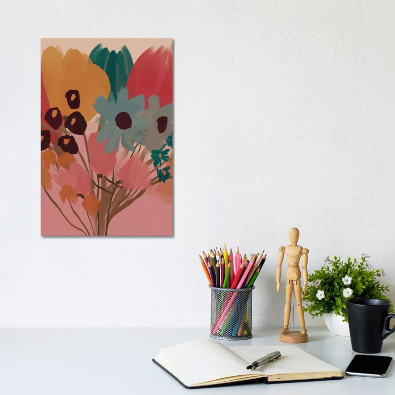 Flower Bouquet 1 Piece Wrapped Canvas Wall Art, 20.32 cm H x 30.48 cm W