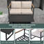 Ensemble de meubles de patio 4 pièces avec cadre noir et coussins beiges - Ensemble de conversation extérieur en métal durable avec table basse pour cour, balcon et patio