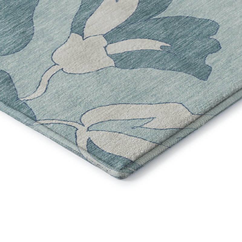 Premium Machine Washable Prisco Teal Rug, Runner 2'3" x 7'6"