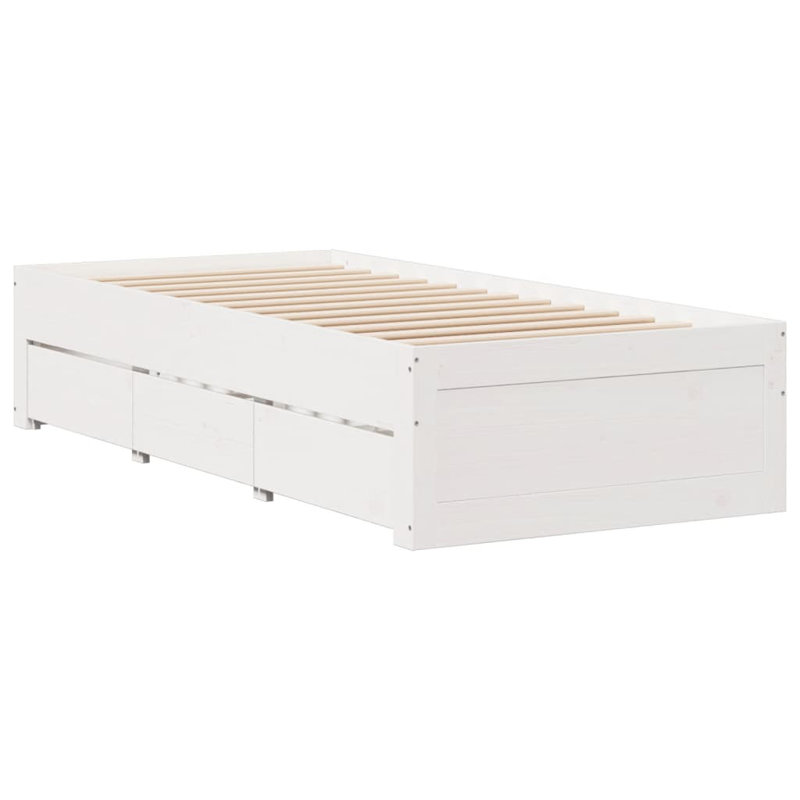 Deliah Solid Wood Storage Bed, European Single (90 x 200cm), White