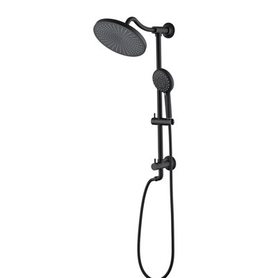 Système de douche à 5 réglages avec barre coulissante - noir mat double tête réglable de 1,8 gallon par jet réglable résistant aux trous de décoloration