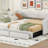 Twin XL To King Size Upholstered Daybed With Two Drawers-911144582