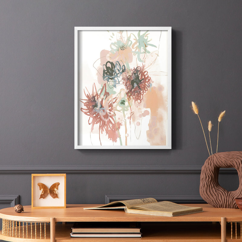 Petal Drift IV Framed Print - Solid Wood, White, 28" H x 22" W