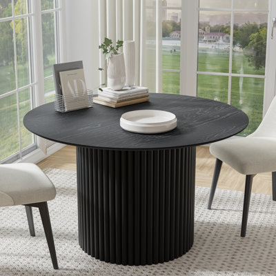 Maianh 30"H Round Wood Dining Table Pedestal Kitchen Table