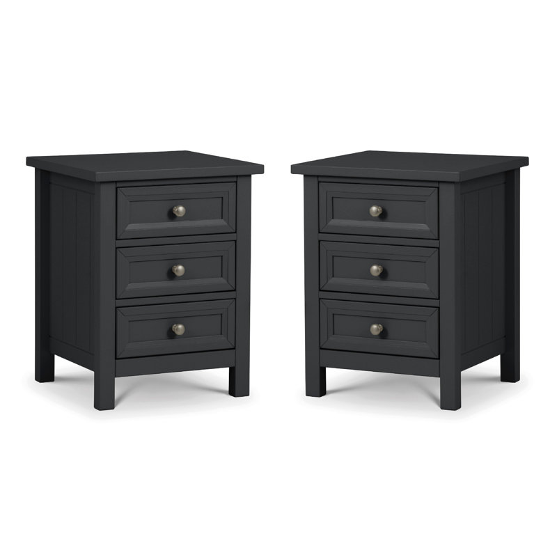 Jarin 48cm W Manufactured Wood Bedside Table, Black