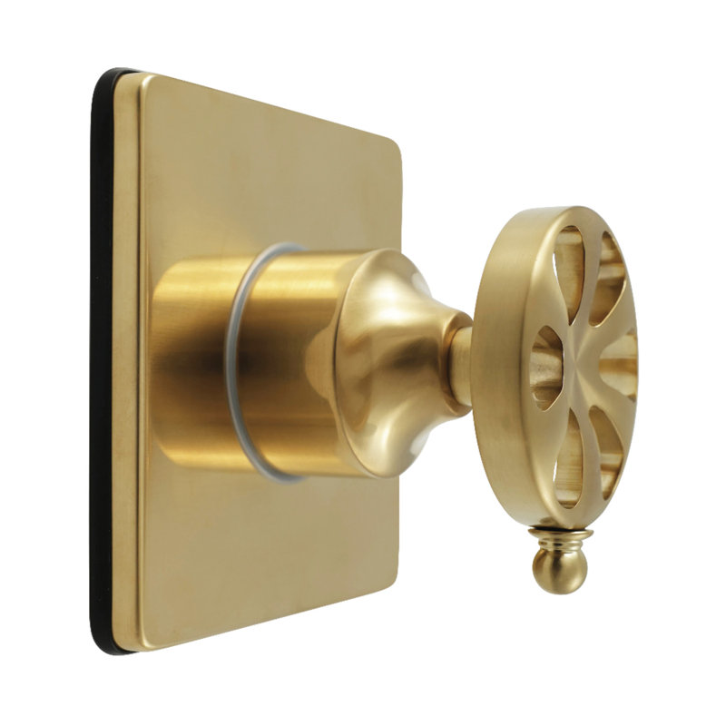 Kingston Brass Belknap Single-Handle Three-Way Diverter Valve With Square Trim Kit, Brushed Brass