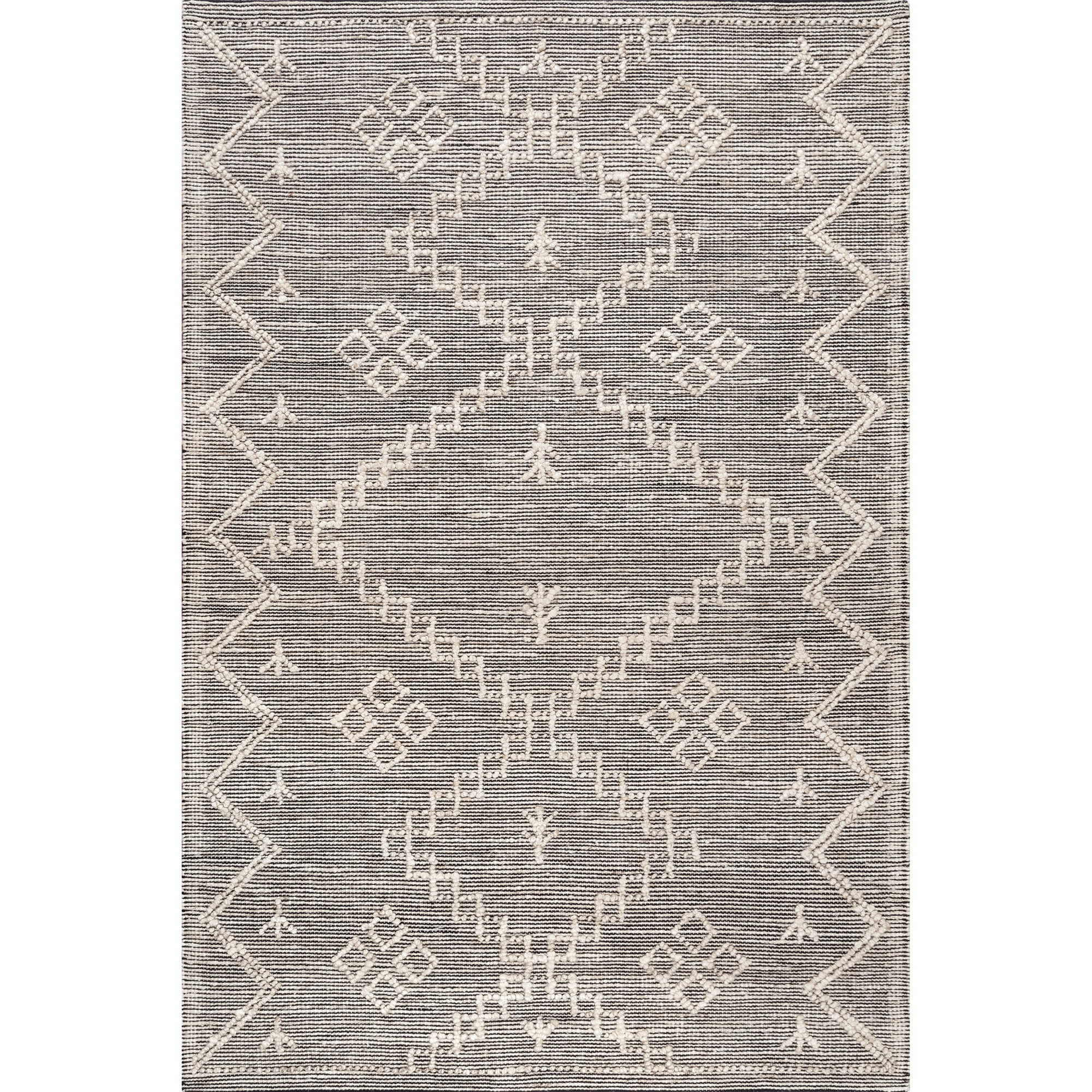 Handmade Beige/Black Rug, Rectangle 2' x 3'