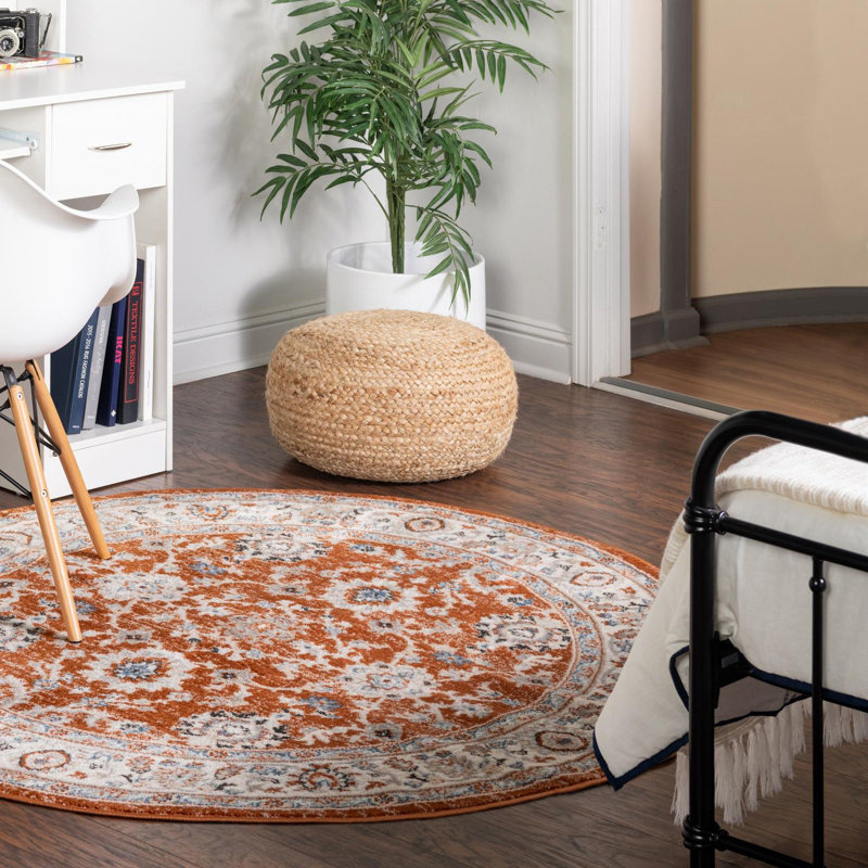 Floral 63cm X 63cm Area Rug, Round 91.4cm
