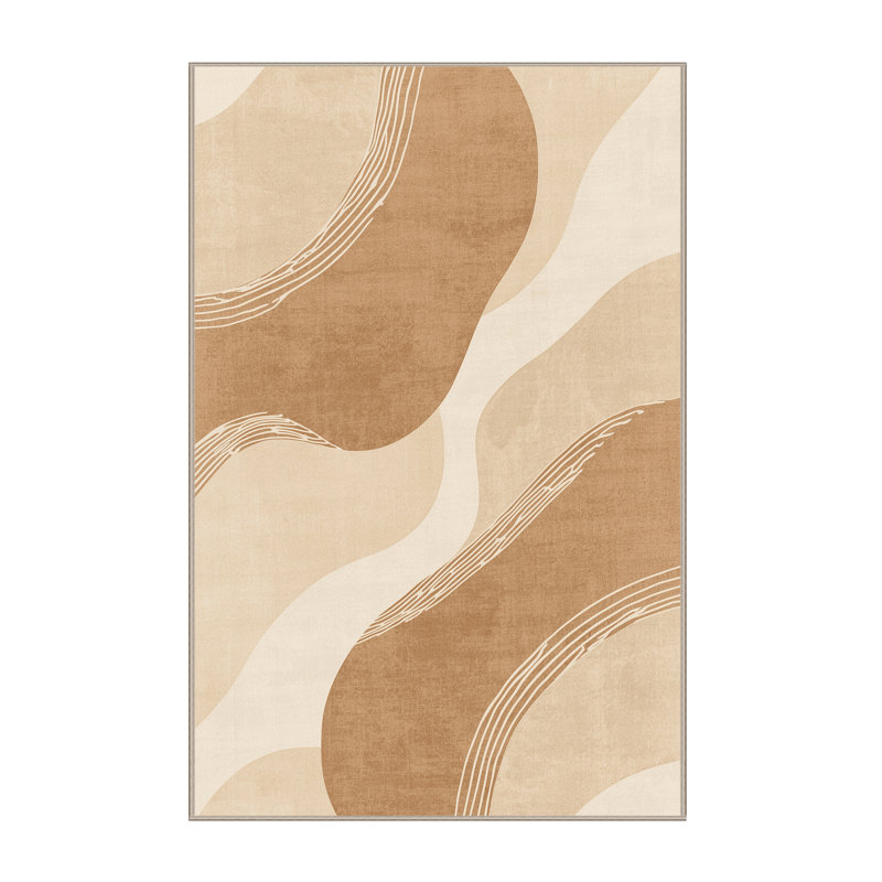 Tapis moelleux moelleux à motif abstrait éclectique brun Adlai, 7 x 10