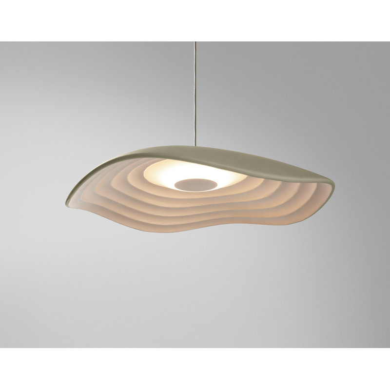 1 - Light LED Unique/Statement Pendant, White, Olive Gray